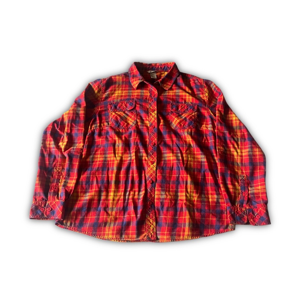 Duluth Trading Co Red and Yellow Plaid Casual Shirt